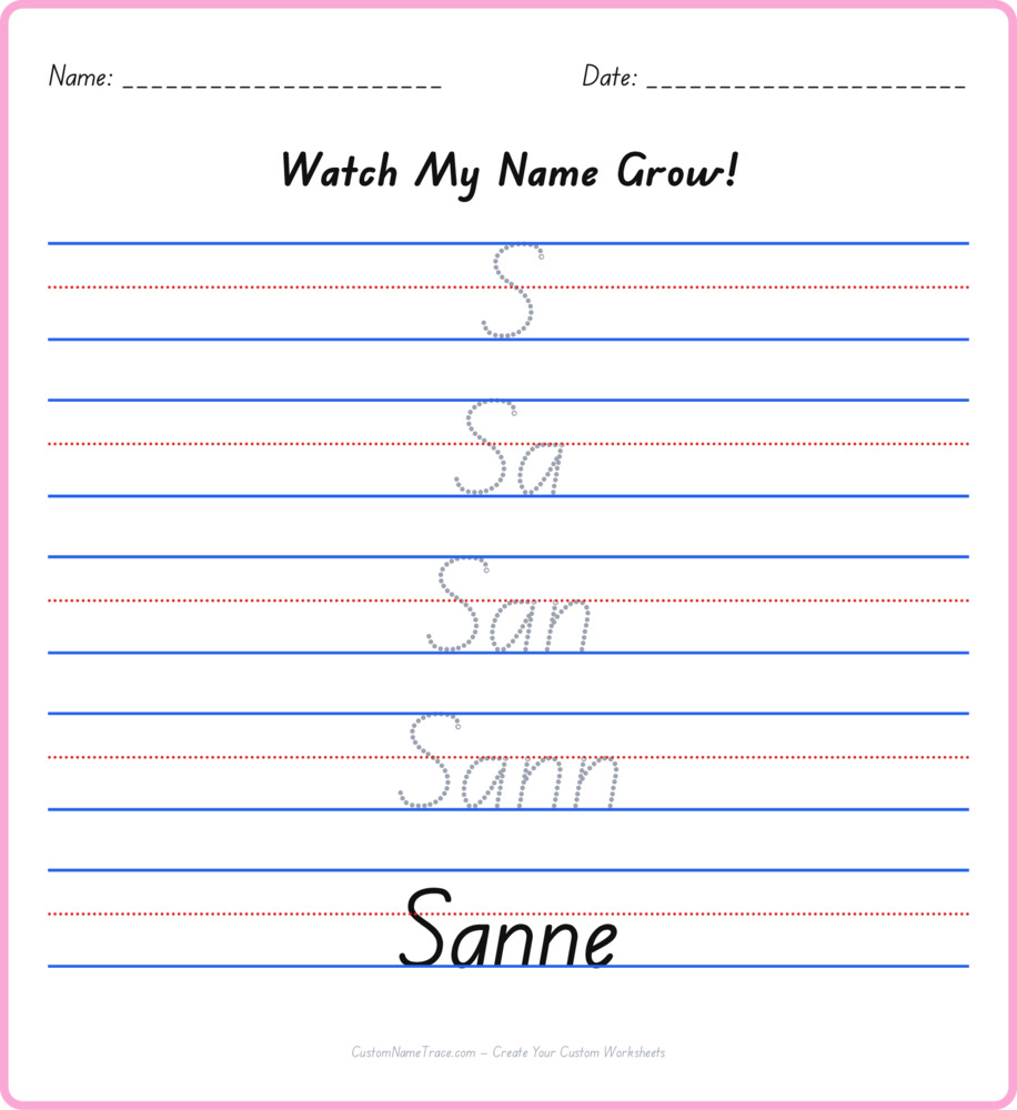 Free Sanne custom name tracing - pyramid free worksheet