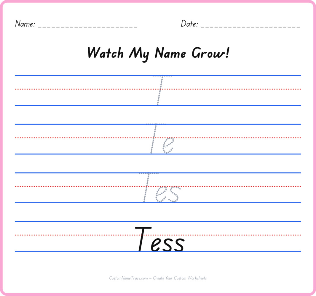 Free Tess custom name tracing - pyramid free worksheet