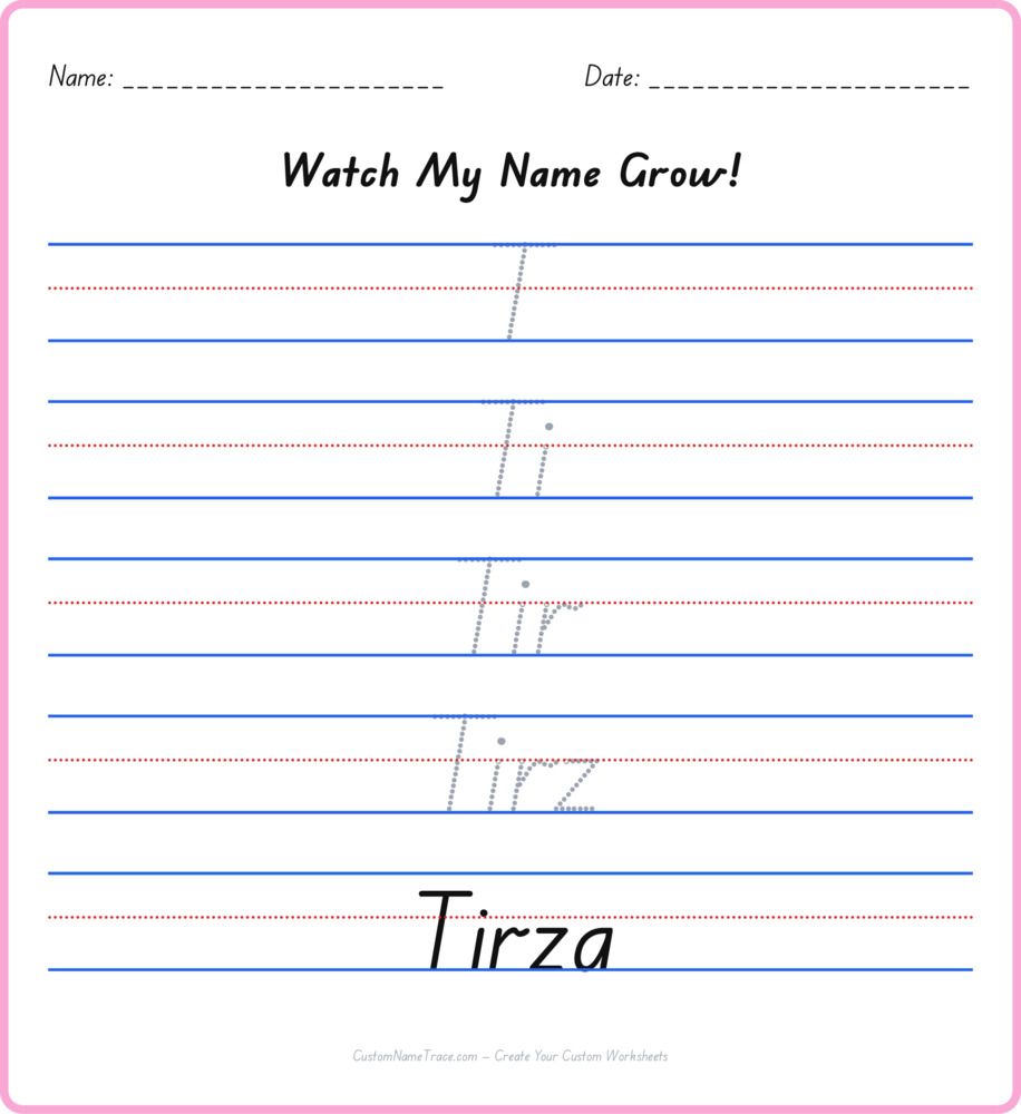 Free Tirza custom name tracing - pyramid free worksheet