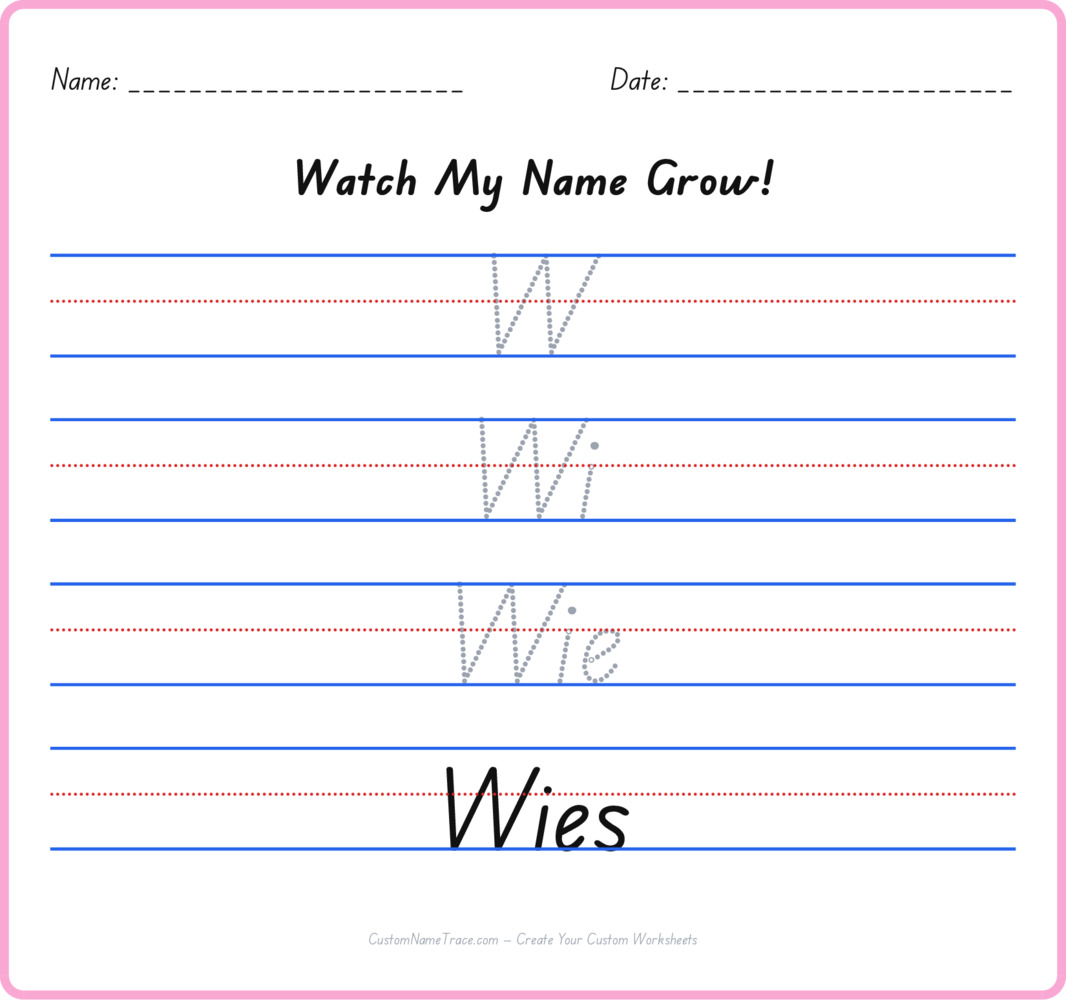Free Wies custom name tracing - pyramid free worksheet