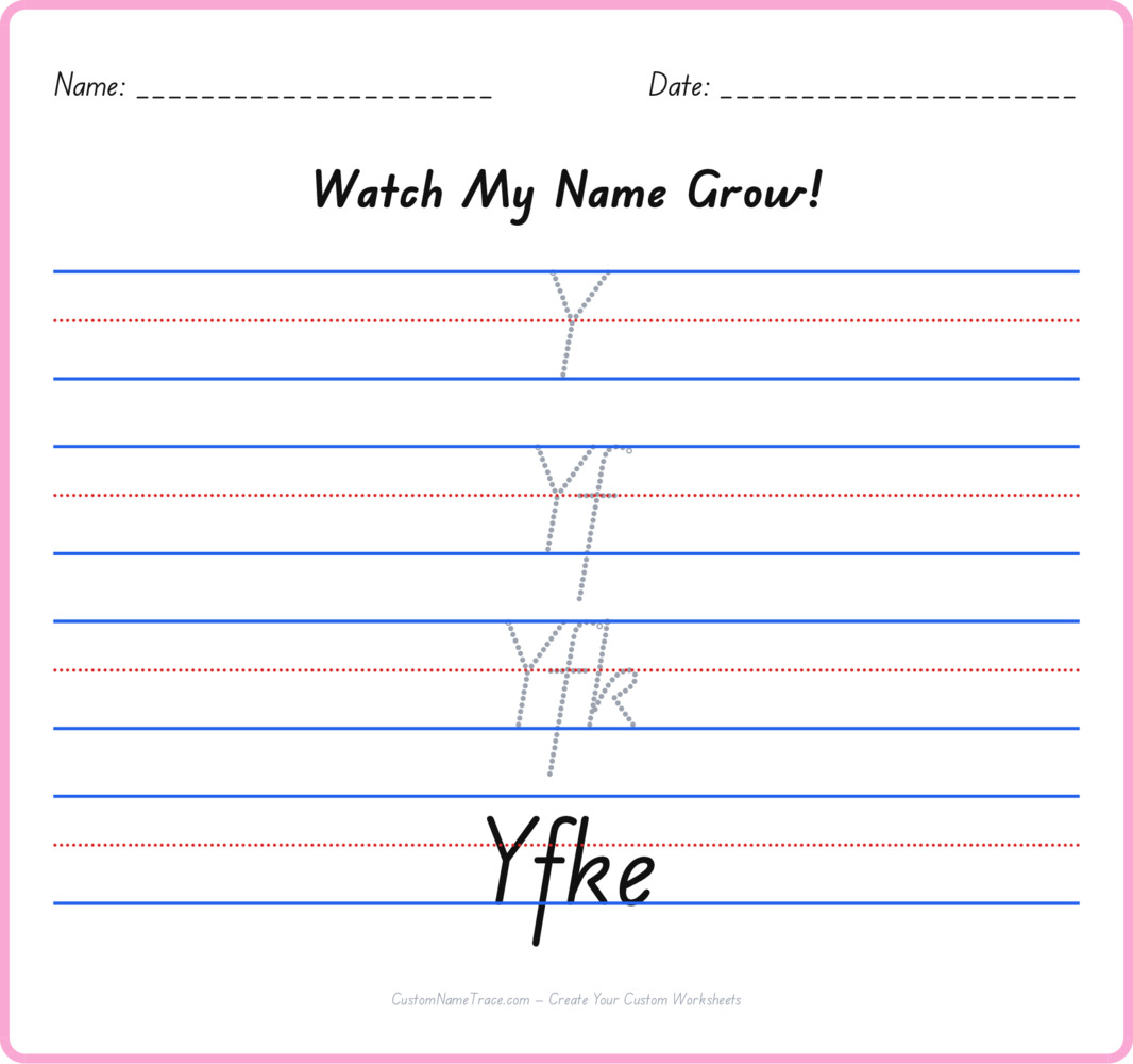 Free Yfke custom name tracing - pyramid free worksheet