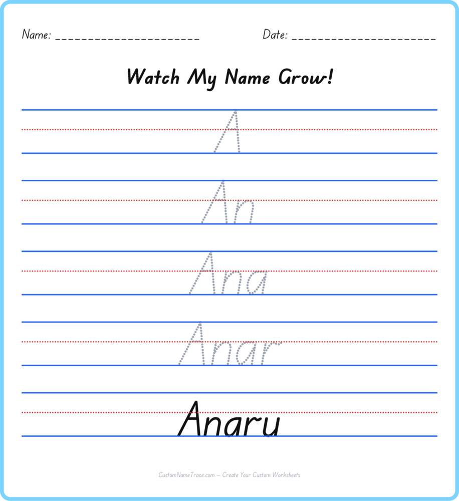 Free Anaru custom name tracing - pyramid free worksheet