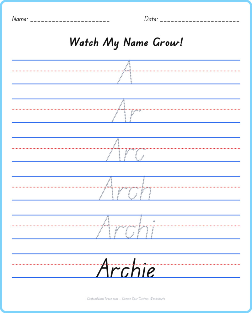 Free Archie custom name tracing - pyramid free worksheet