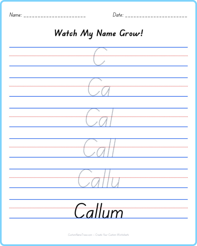 Free Callum custom name tracing - pyramid free worksheet
