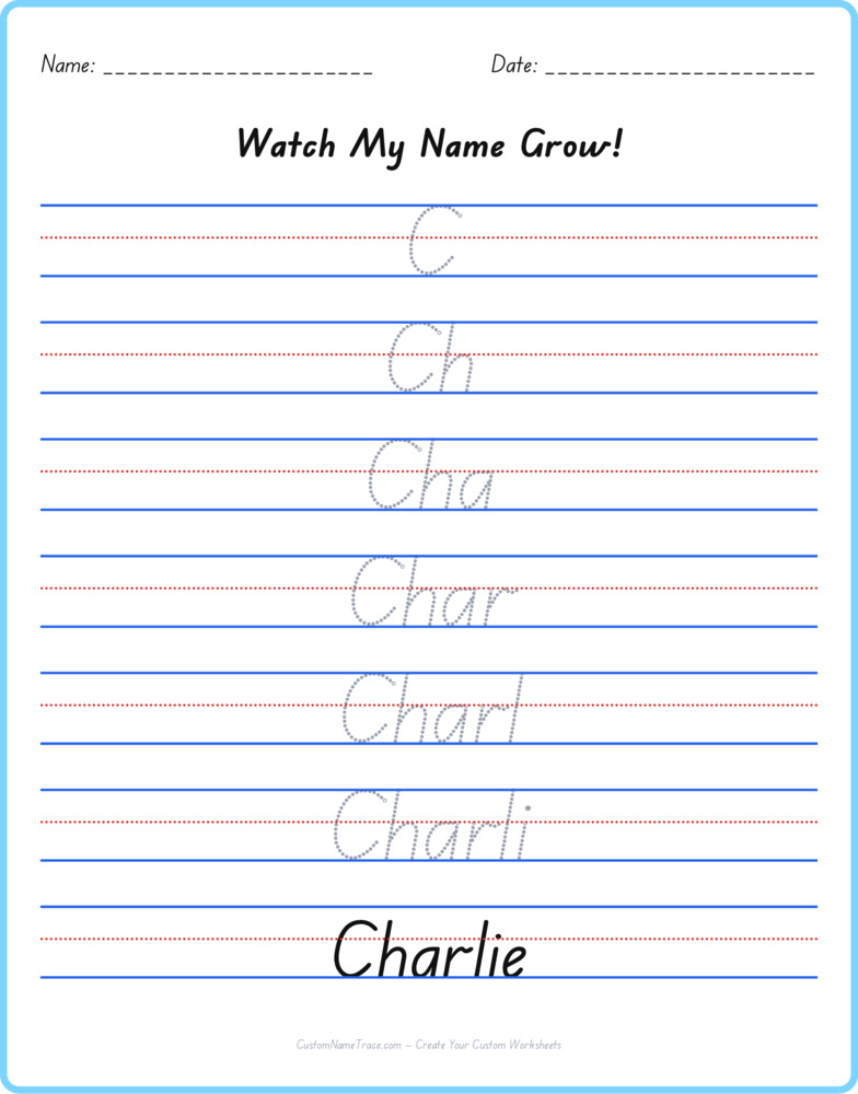 Free Charlie custom name tracing - pyramid free worksheet