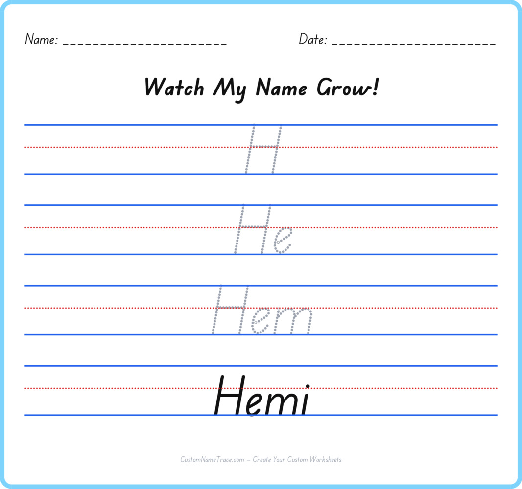 Free Hemi custom name tracing - pyramid free worksheet