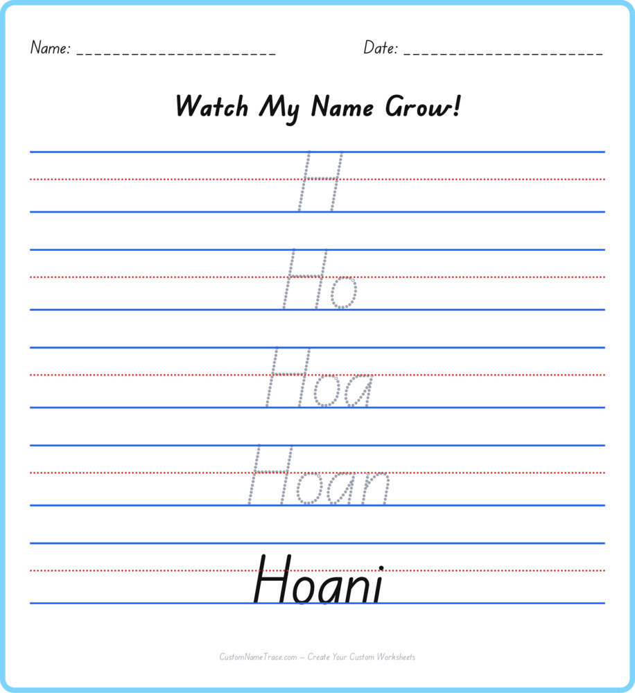 Free Hoani custom name tracing - pyramid free worksheet