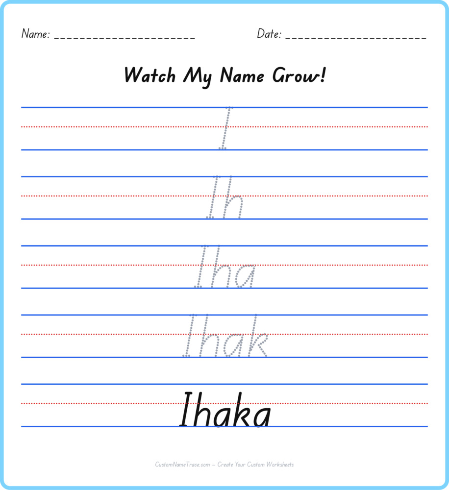 Free Ihaka custom name tracing - pyramid free worksheet