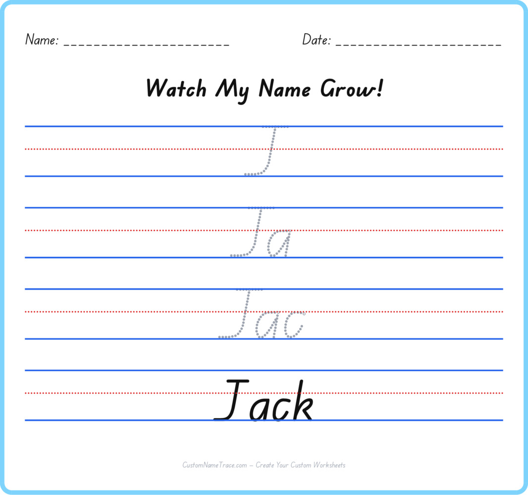 Free Jack custom name tracing - pyramid free worksheet