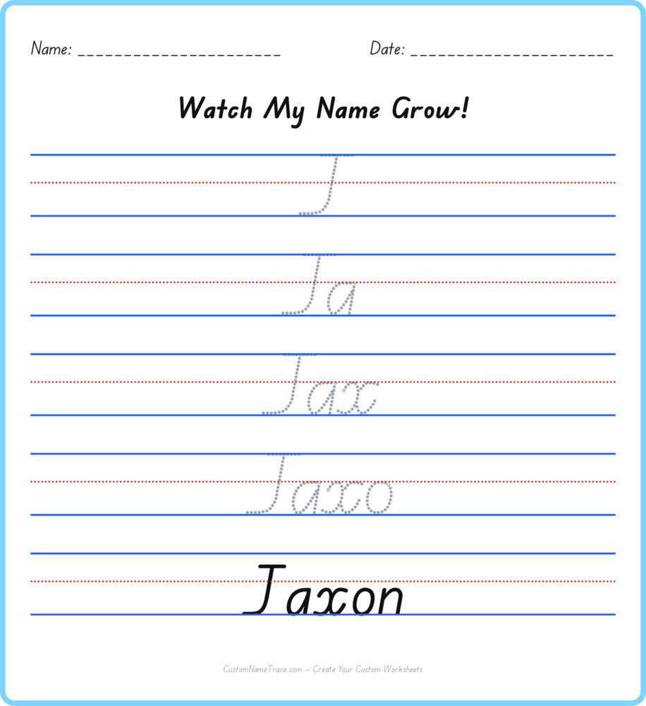Free Jaxon custom name tracing - pyramid free worksheet