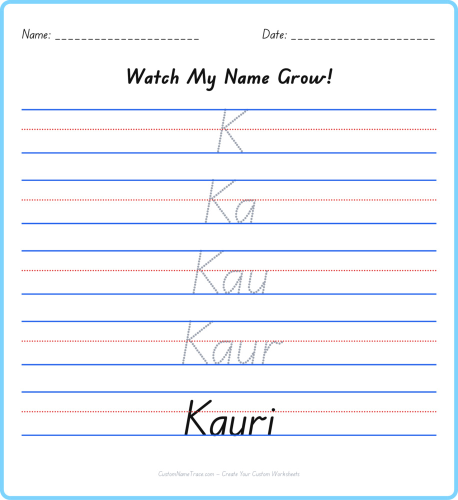 Free Kauri custom name tracing - pyramid free worksheet