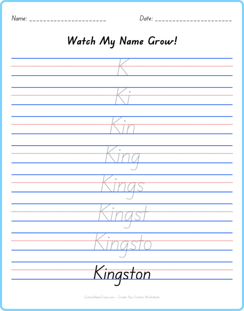 Free Kingston custom name tracing - pyramid free worksheet