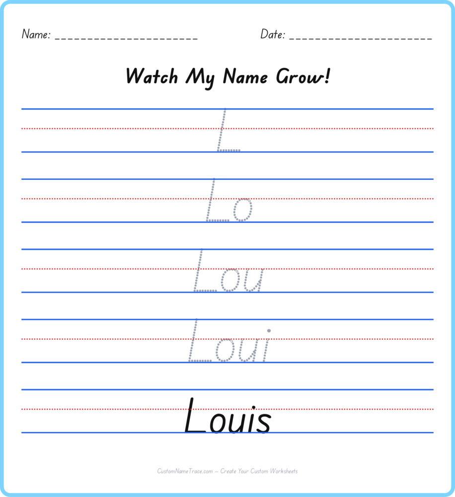 Free Louis custom name tracing - pyramid free worksheet