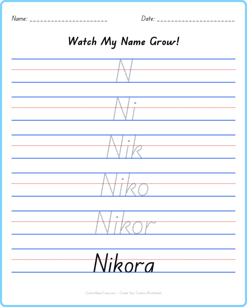 Free Nikora custom name tracing - pyramid free worksheet