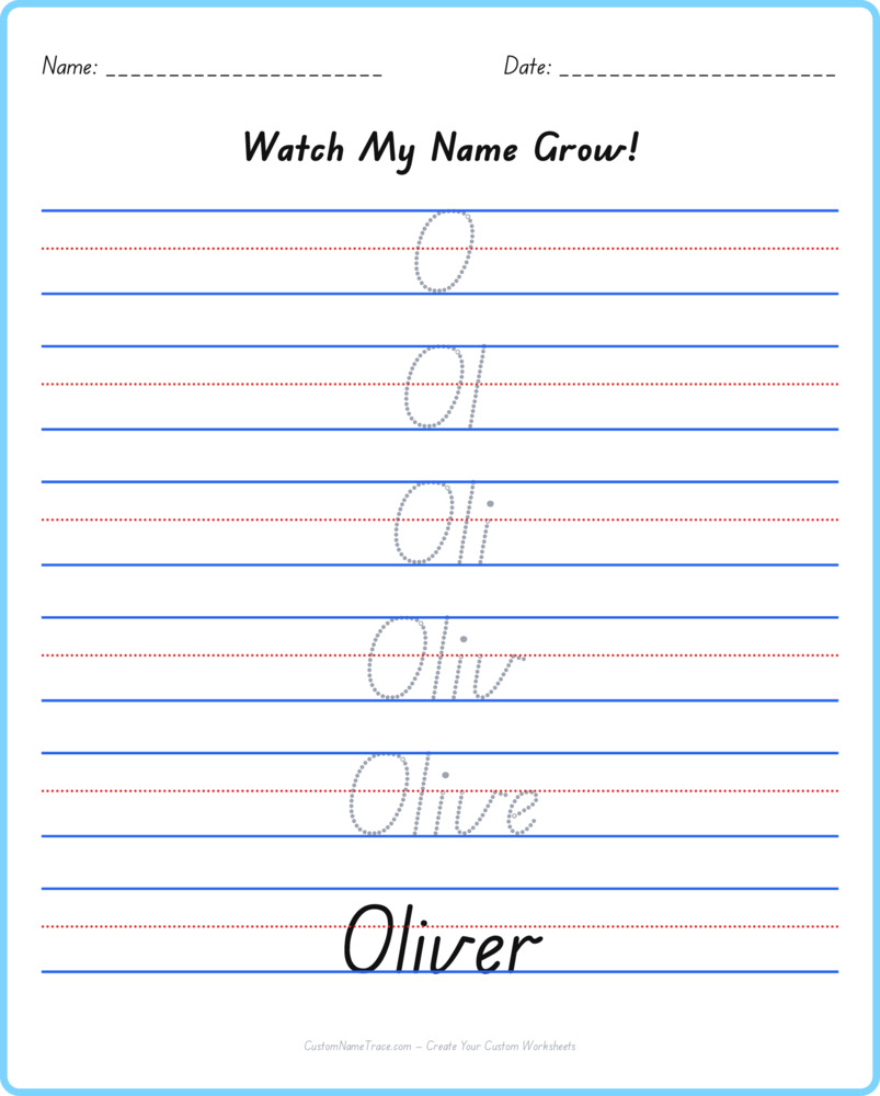Free Oliver custom name tracing - pyramid free worksheet
