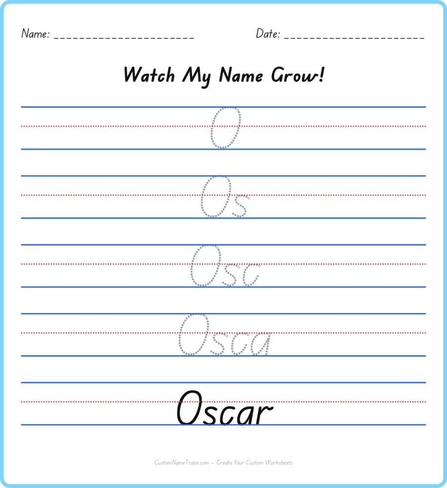 Free Oscar custom name tracing - pyramid free worksheet