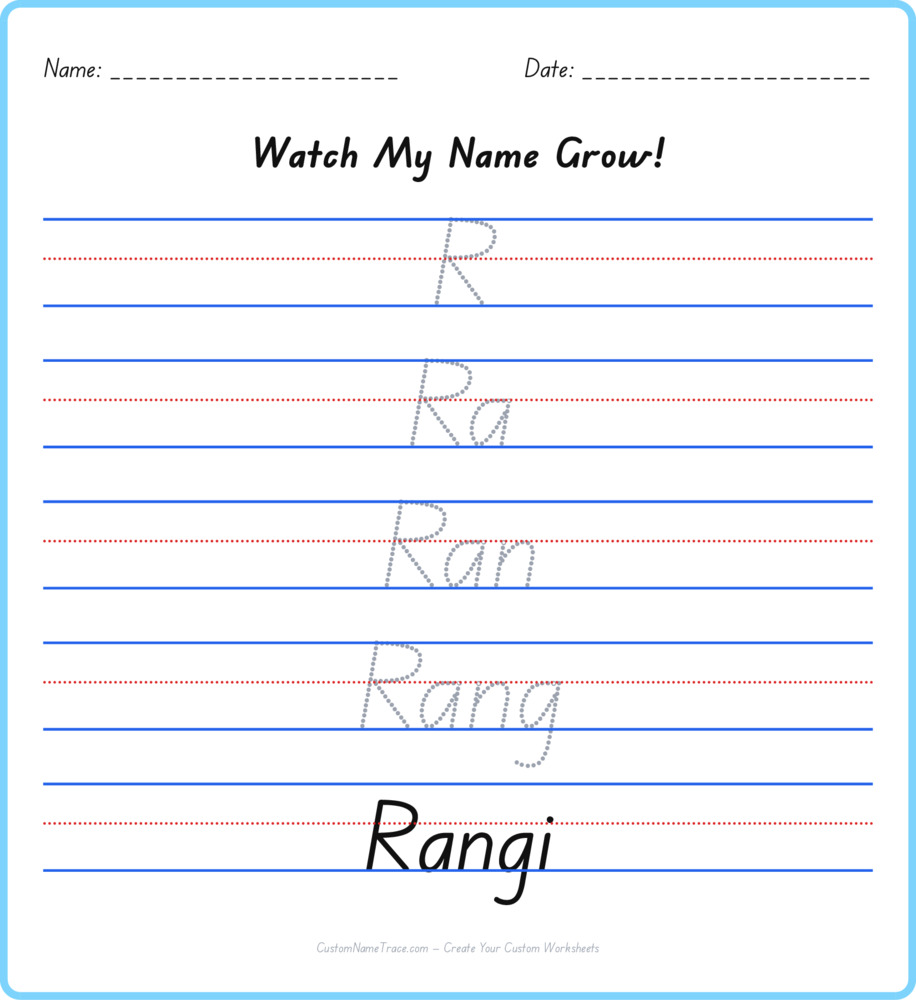 Free Rangi custom name tracing - pyramid free worksheet