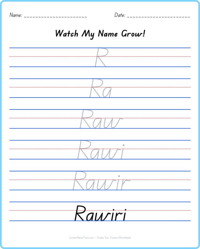 Free Rawiri custom name tracing - pyramid free worksheet