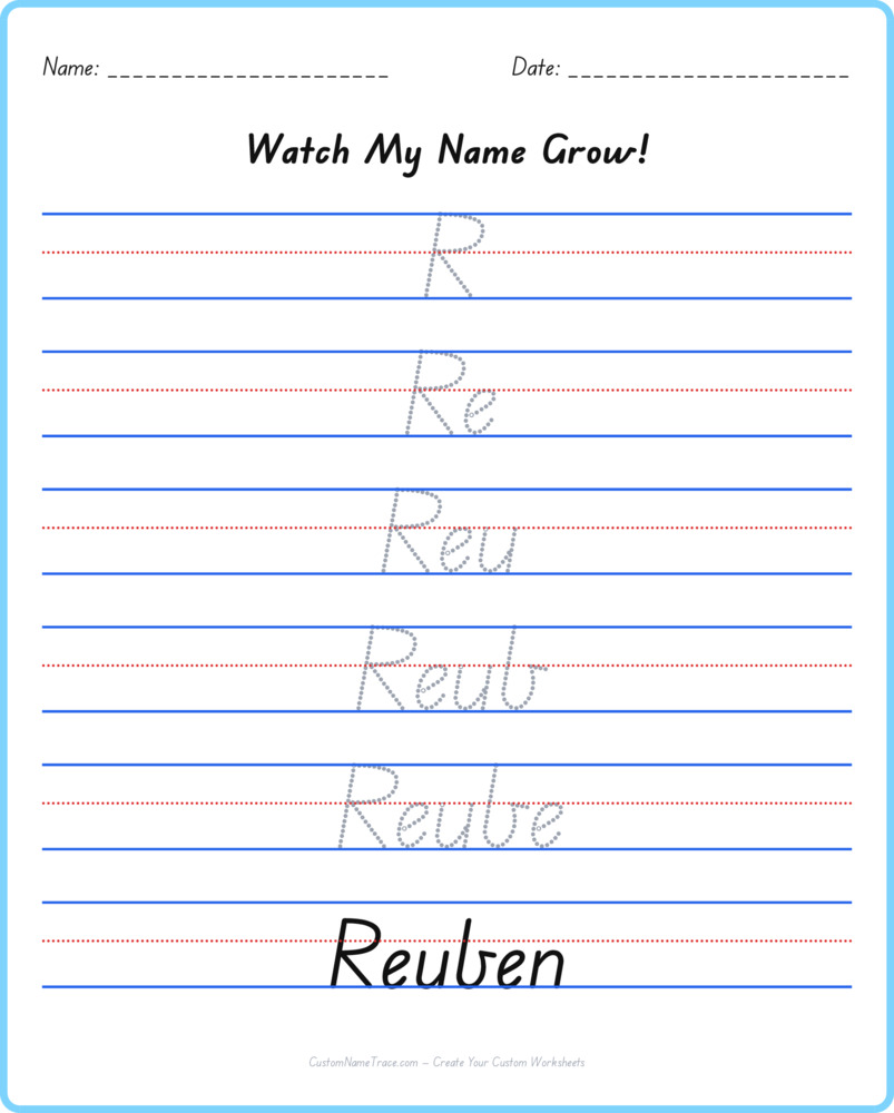 Free Reuben custom name tracing - pyramid free worksheet