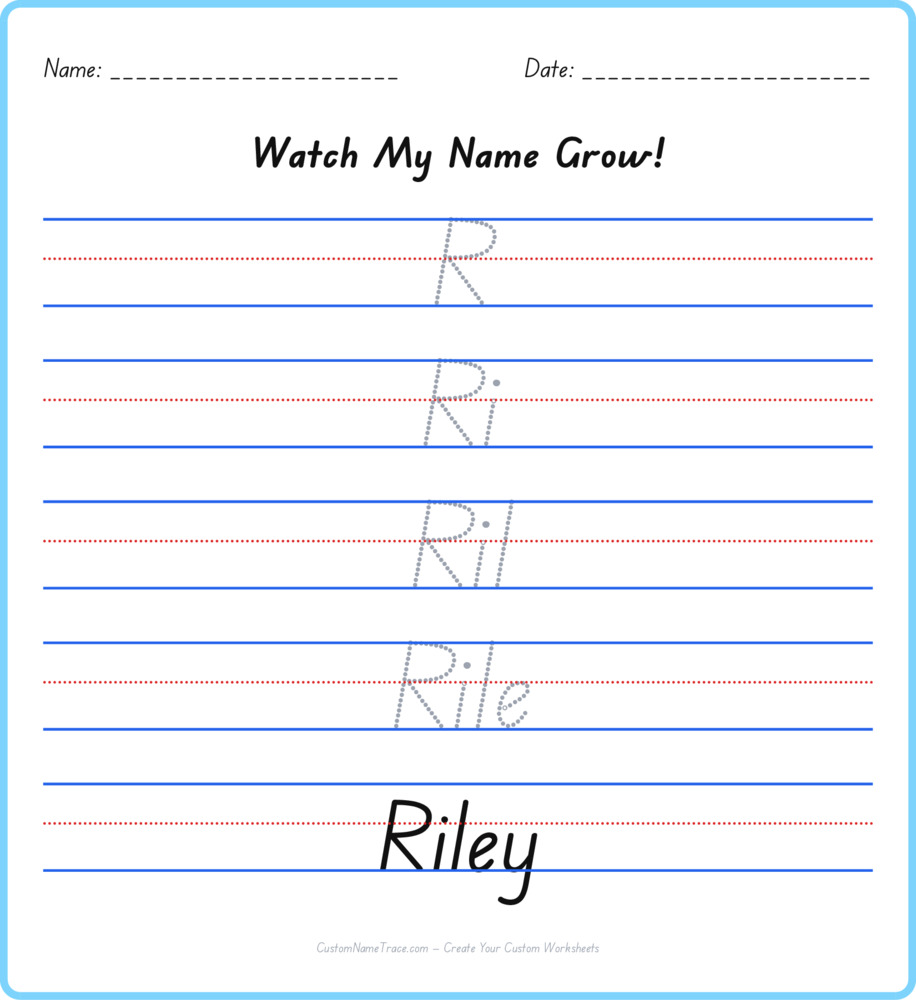 Free Riley custom name tracing - pyramid free worksheet