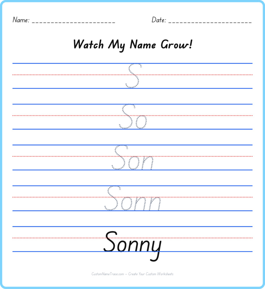 Free Sonny custom name tracing - pyramid free worksheet