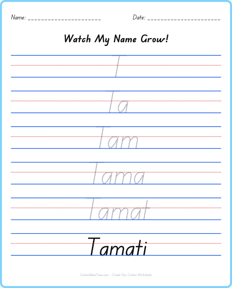 Free Tamati custom name tracing - pyramid free worksheet