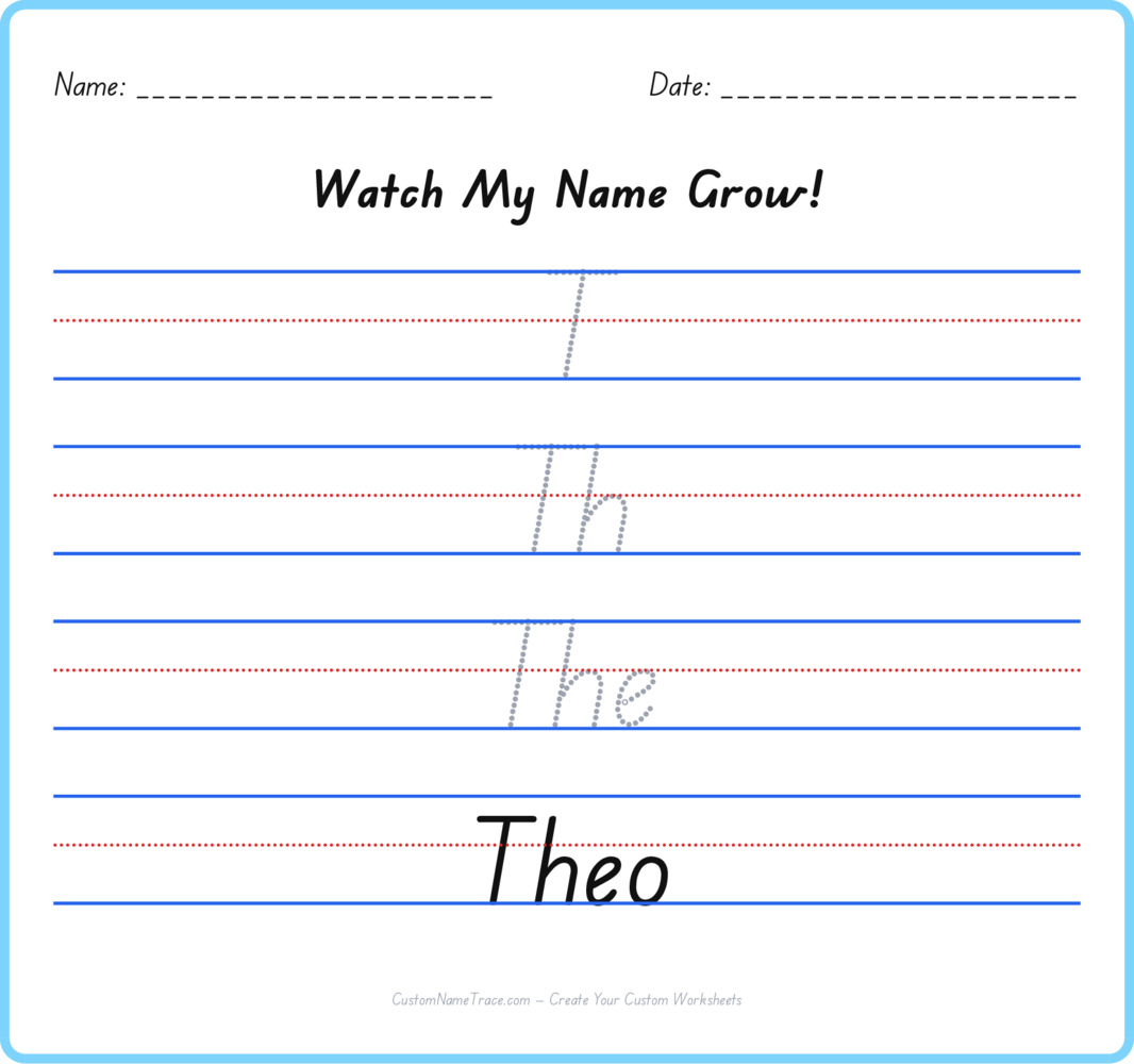 Free Theo custom name tracing - pyramid free worksheet