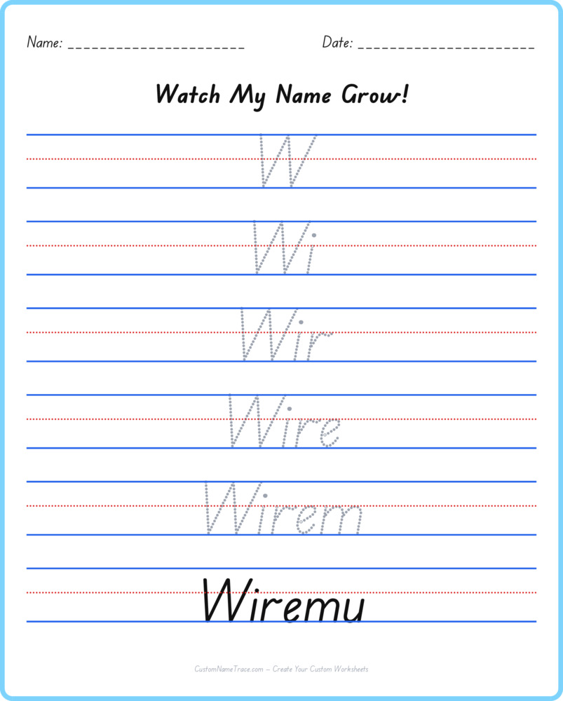 Free Wiremu custom name tracing - pyramid free worksheet