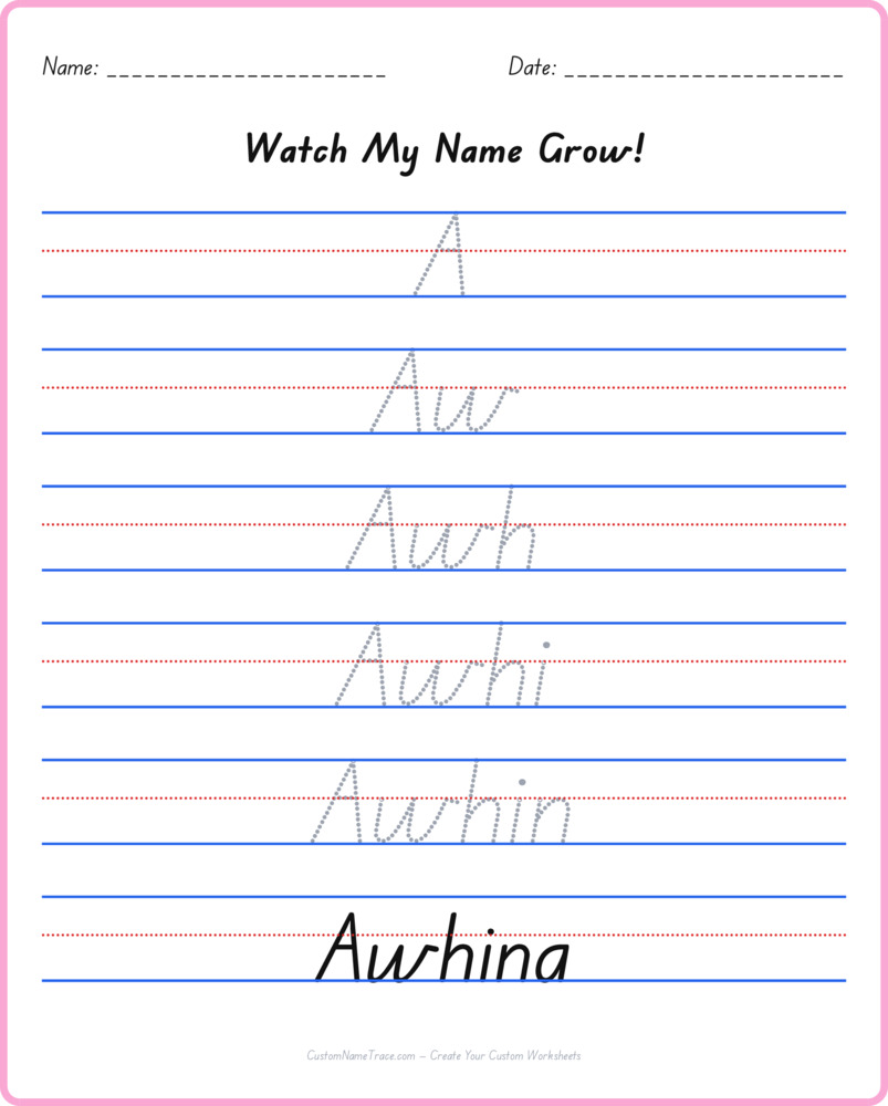 Free Awhina custom name tracing - pyramid free worksheet