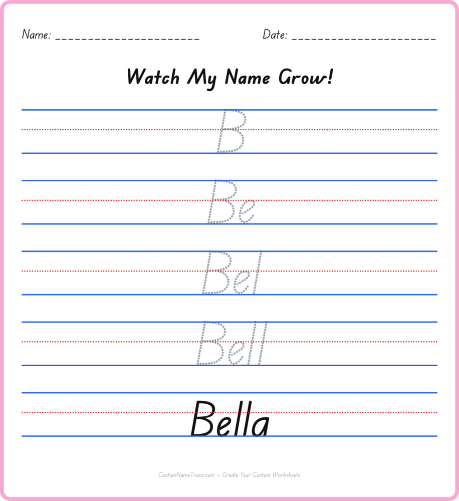 Free Bella custom name tracing - pyramid free worksheet