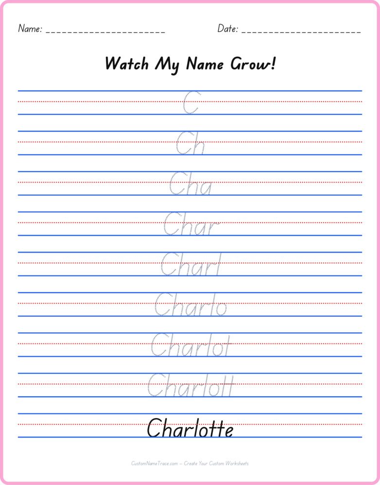 Free Charlotte custom name tracing - pyramid free worksheet