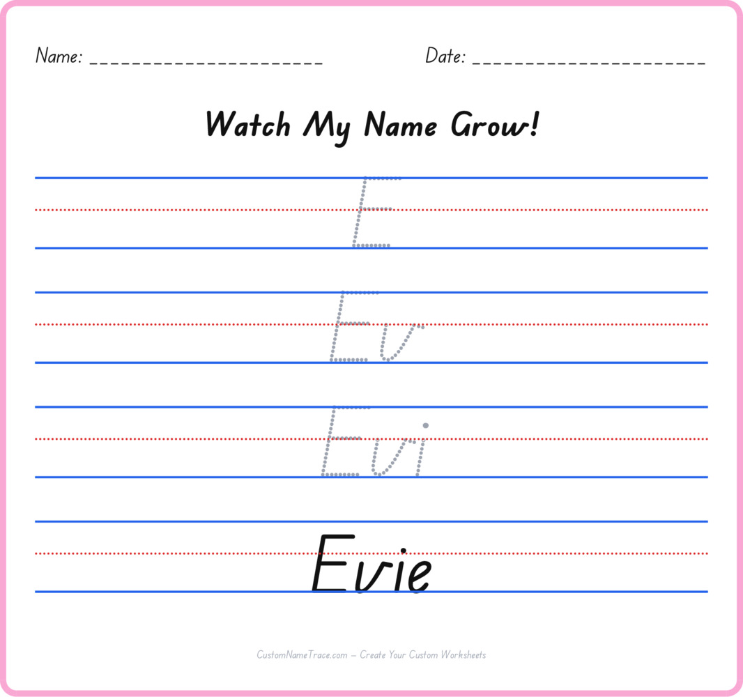 Free Evie custom name tracing - pyramid free worksheet