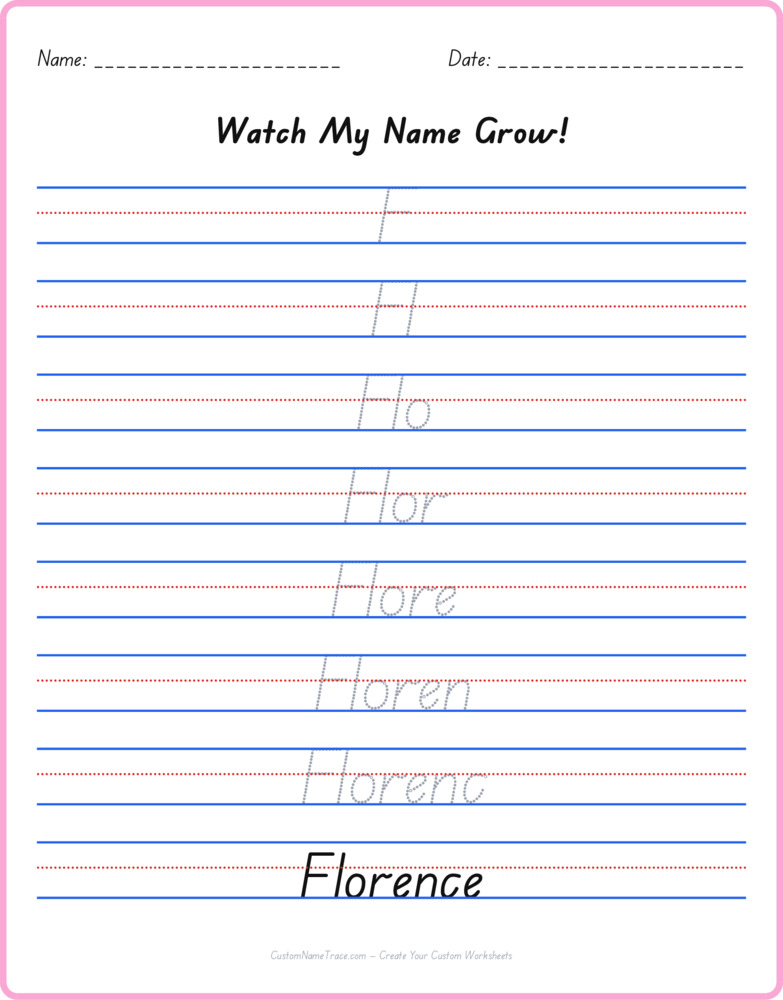 Free Florence custom name tracing - pyramid free worksheet