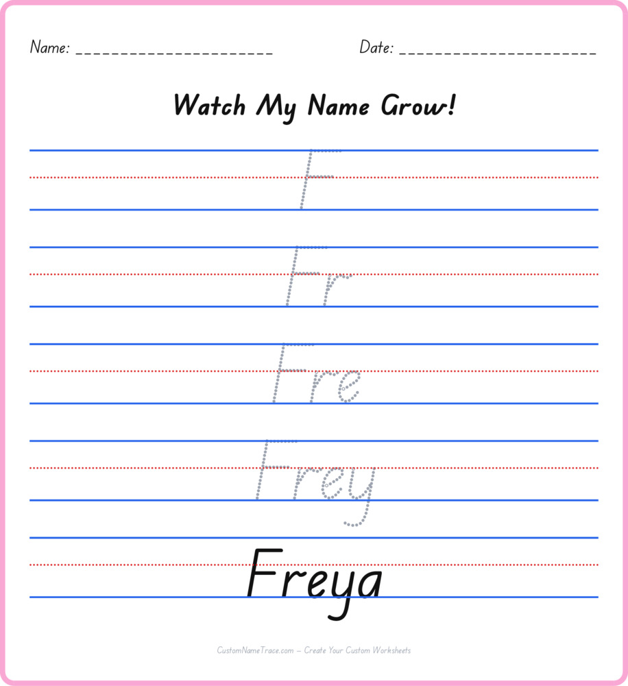 Free Freya custom name tracing - pyramid free worksheet