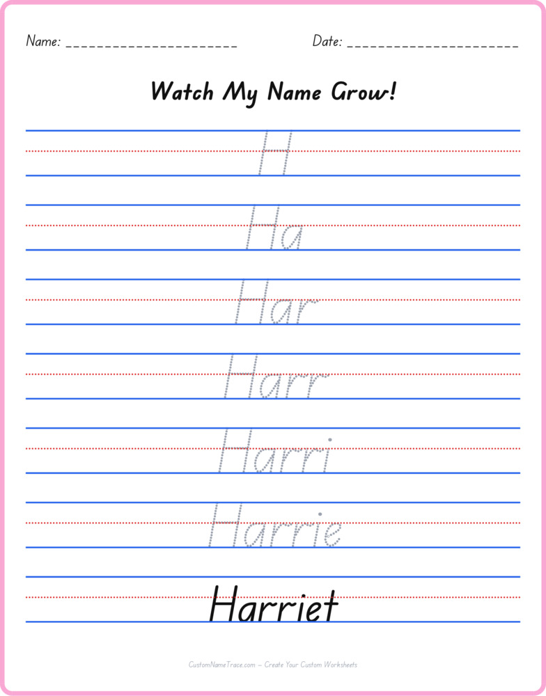 Free Harriet custom name tracing - pyramid free worksheet
