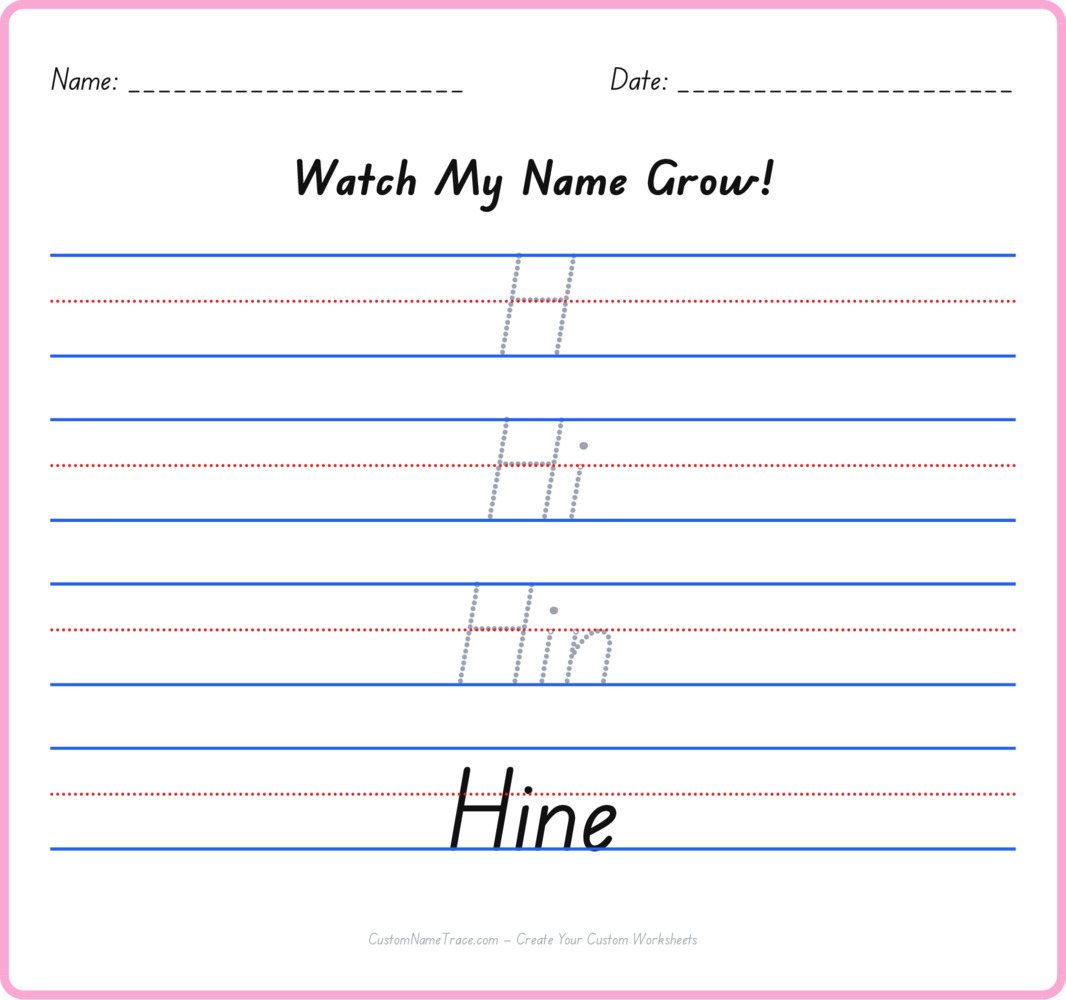 Free Hine custom name tracing - pyramid free worksheet