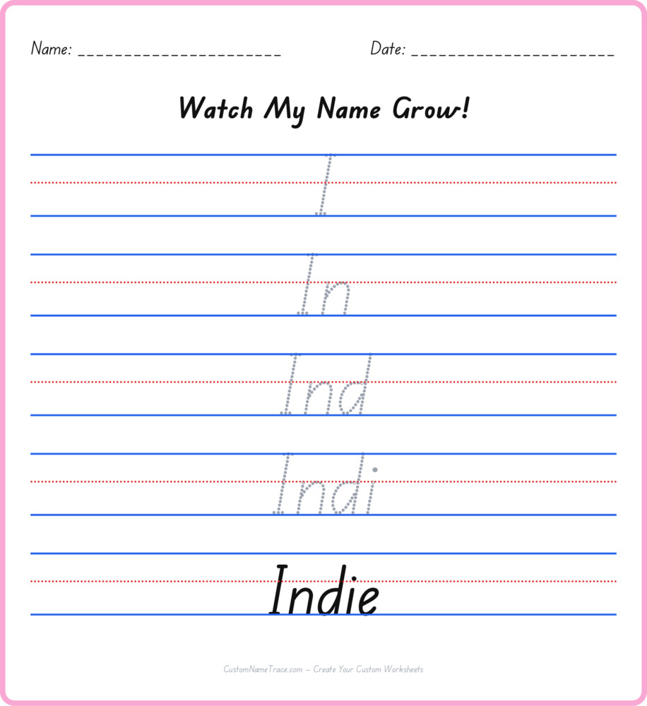 Free Indie custom name tracing - pyramid free worksheet