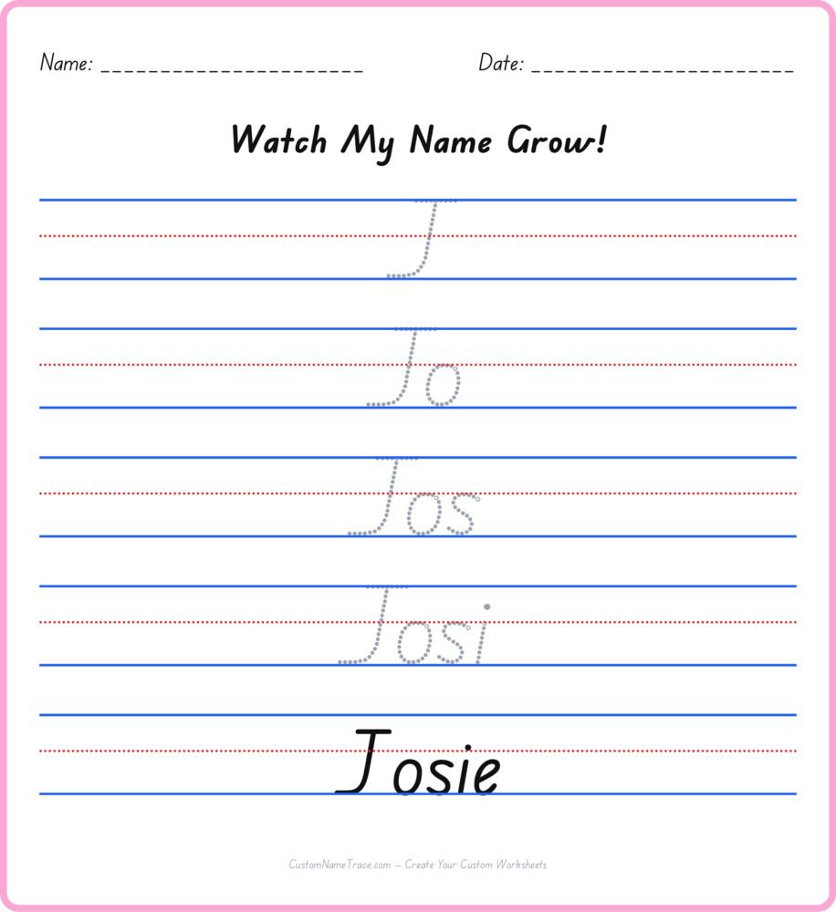 Free Josie custom name tracing - pyramid free worksheet