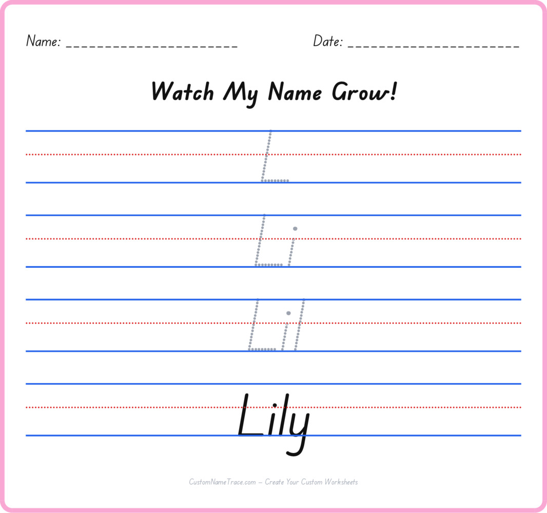 Free Lily custom name tracing - pyramid free worksheet