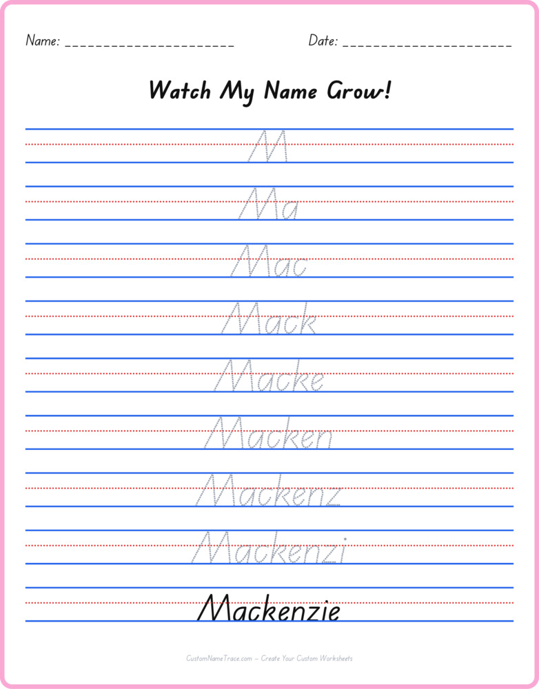 Free Mackenzie custom name tracing - pyramid free worksheet