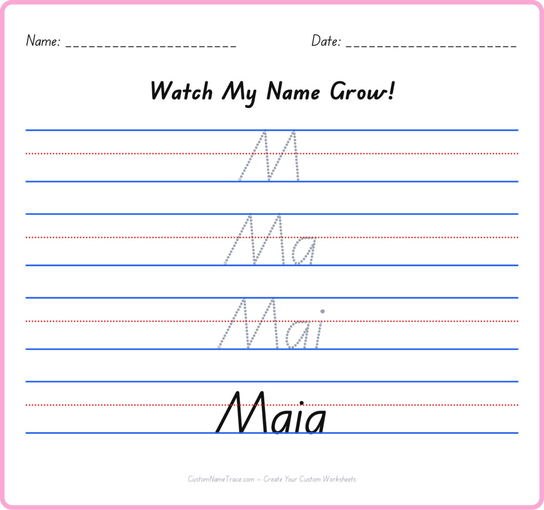 Free Maia custom name tracing - pyramid free worksheet