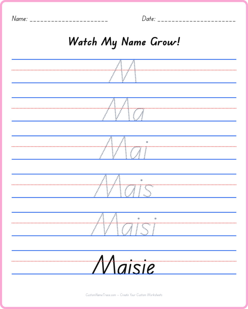 Free Maisie custom name tracing - pyramid free worksheet