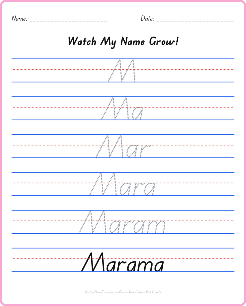 Free Marama custom name tracing - pyramid free worksheet