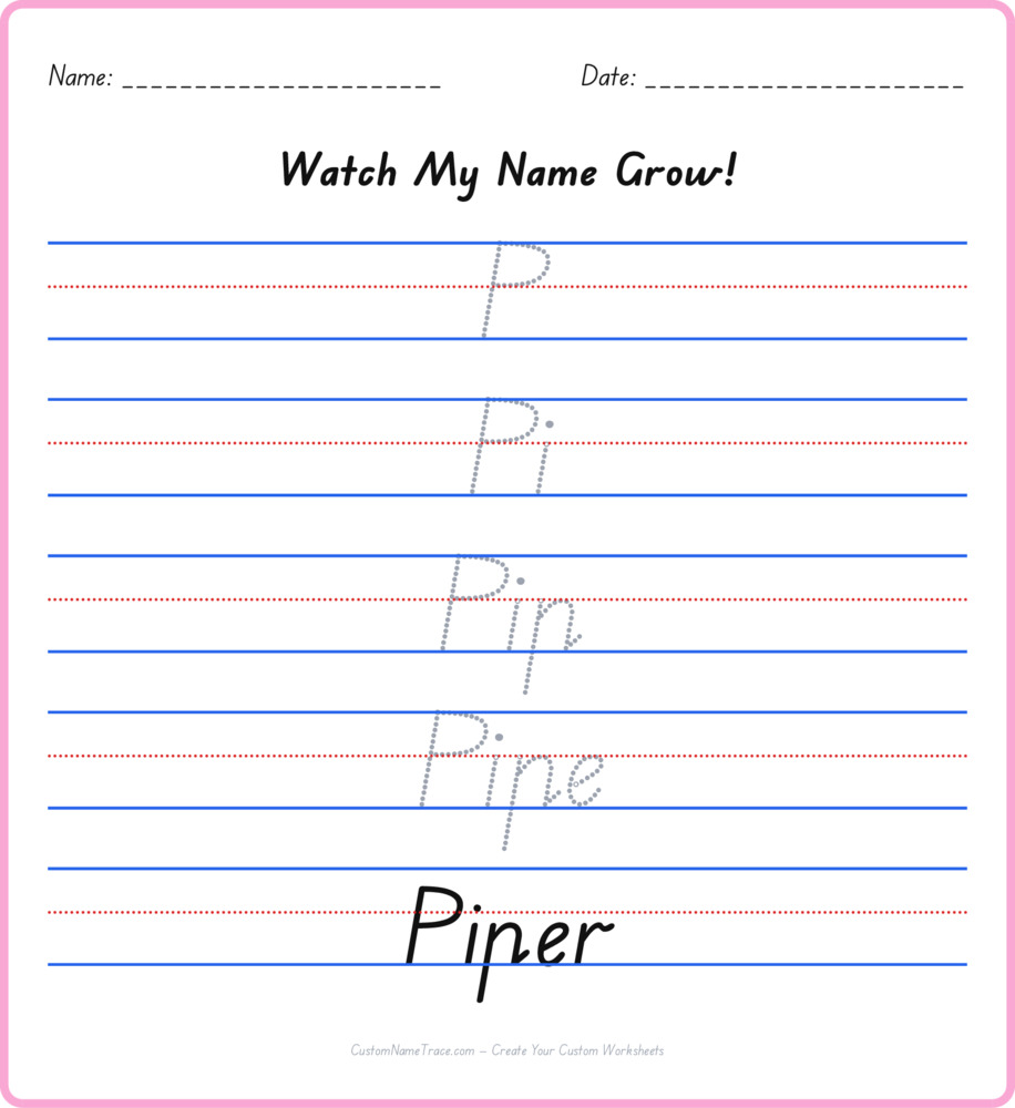 Free Piper custom name tracing - pyramid free worksheet
