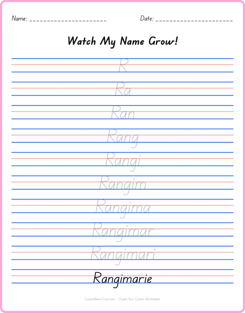 Free Rangimarie custom name tracing - pyramid free worksheet