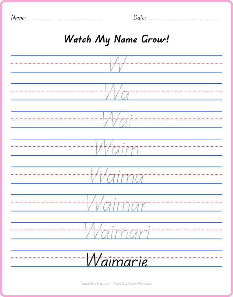 Free Waimarie custom name tracing - pyramid free worksheet