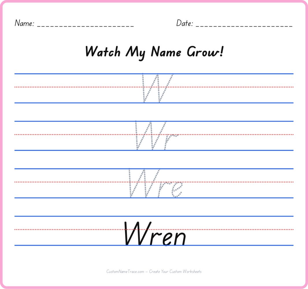 Free Wren custom name tracing - pyramid free worksheet