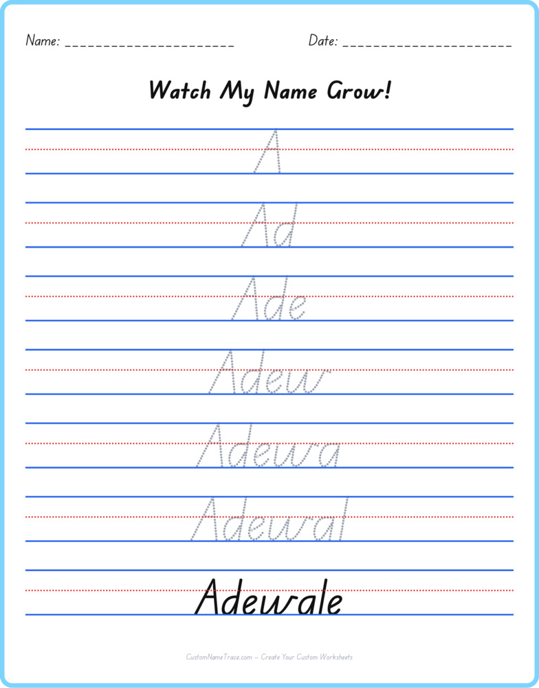 Free Adewale custom name tracing - pyramid free worksheet