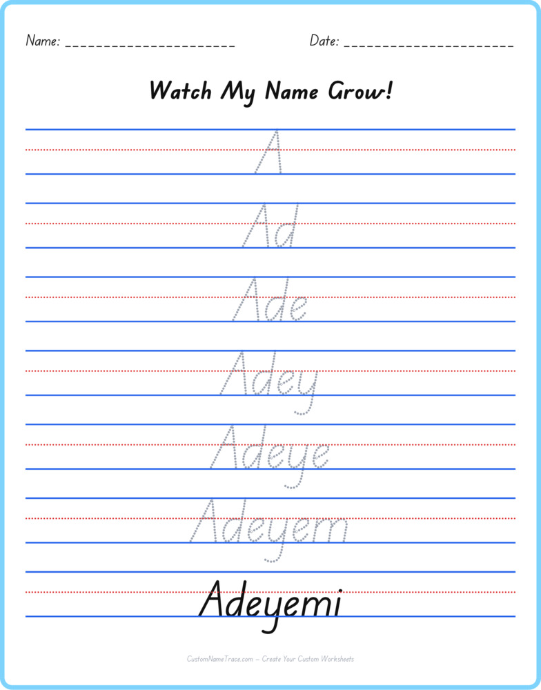 Free Adeyemi custom name tracing - pyramid free worksheet