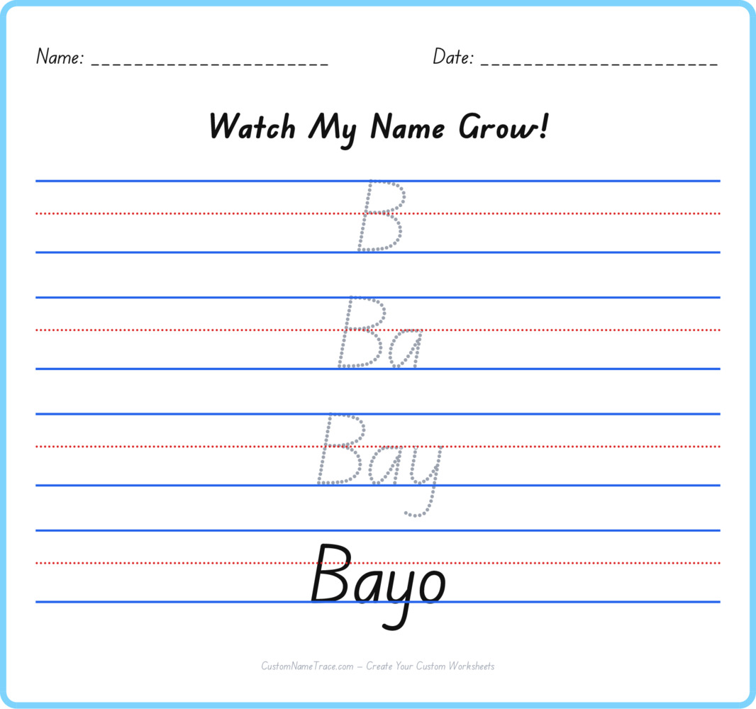 Free Bayo custom name tracing - pyramid free worksheet